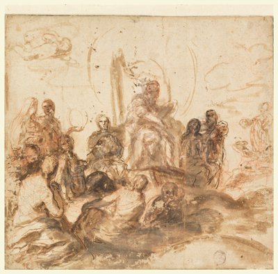 Projekt do Alegorii Mądrości Bożej, Sala Przyjęć, Palazzo Barberini, Rzym, Włochy autorstwa Andrea Sacchi