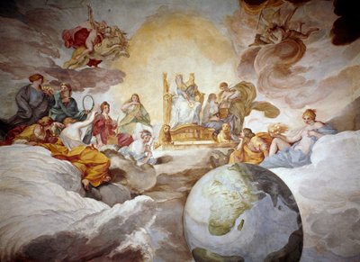 Alegoria Boskiej Wiedzy. Fresk Andrea Sacchi (1599-1661) 1629-1633 Palazzo Barberini, Narodowa Galeria Sztuki Starożytnej Rzym autorstwa Andrea Sacchi