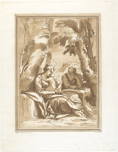 Odpocznij w locie do Egiptu autorstwa Andrea Scacciati after Agostino Carracci