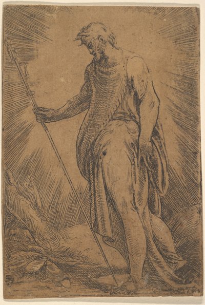 Apostoł trzymający laskę zwróconą w lewo, ca. 1540-60. autorstwa Andrea Schiavone