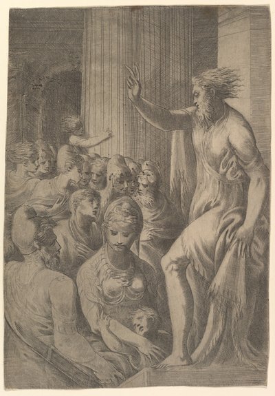 Głoszenie św. Pawła w Atenach, ca. 1548-53. autorstwa Andrea Schiavone