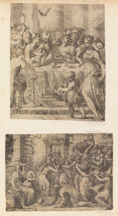 Adoracja Trzech Króli, ca. 1542-46 . autorstwa Andrea Schiavone
