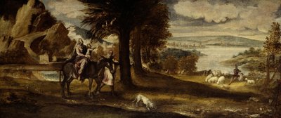 Ucieczka do Egiptu, 154050. autorstwa Andrea Schiavone