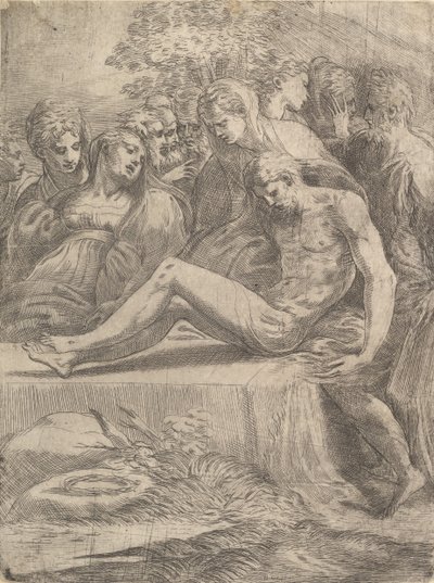 Lament nad zmarłym Chrystusem, ca. 1545-50. autorstwa Andrea Schiavone