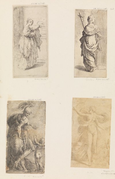 Dwie kobiety, Mars i Kupidyn, Diana, ca. 1536-38 . autorstwa Andrea Schiavone
