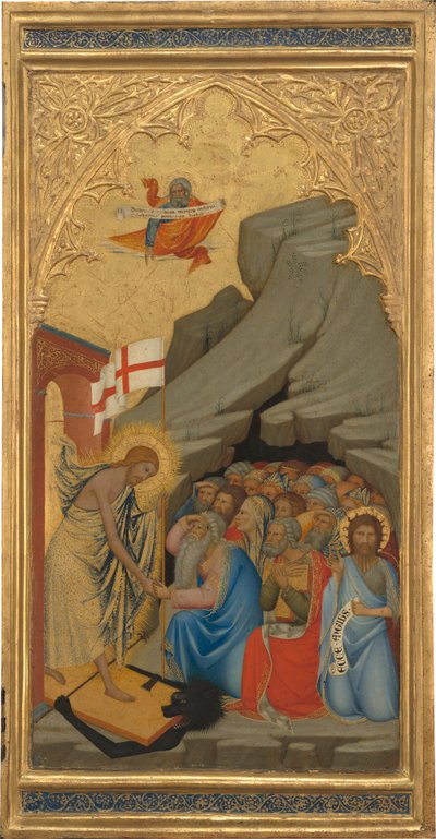 Zstąpienie do otchłani, ok. 1380 (tempera jajowa i złote liście na płycie drewnopodobnej) autorstwa Andrea Vanni
