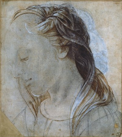 Głowa kobiety (rysunek) autorstwa Andrea Verrocchio