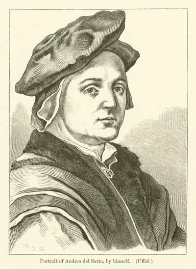 Autoportret włoskiego malarza Andrei del Sarto (grafika) autorstwa Andrea del (after) Sarto