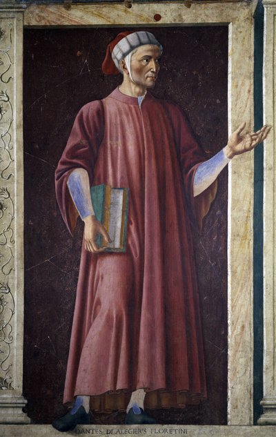 Dante Alighieri z serii słynnych mężczyzn i kobiet Villa Carducci, ok. 1450 (fresk ułożony na płótnie) autorstwa Andrea del Castagno