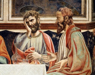 Ostatnia wieczerza, fragment Jakuba, syna Alfeusza i Szymona (Fresco autorstwa Andrea del Castagno