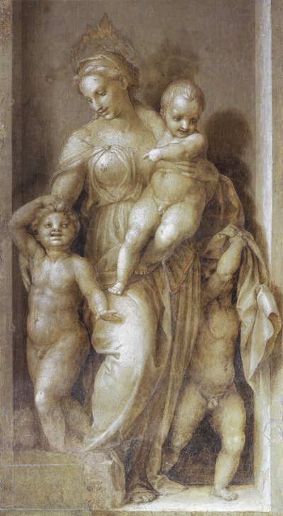 Dobroczynność - Fresk autorstwa Andrea del Sarto