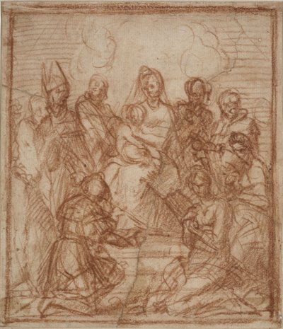Madonna na tronie z Dzieciątkiem i ośmioma świętymi Studium kompozycji, 1528 autorstwa Andrea del Sarto