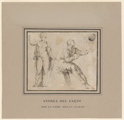 Szkice nagiej postaci w klasycznej pozie i siedzącej postaci autorstwa Andrea del Sarto