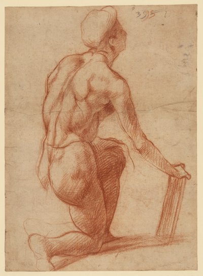 Studium klęczącej postaci ze szkicem twarzy (recto); studium postaci i twarz (verso) autorstwa Andrea del Sarto