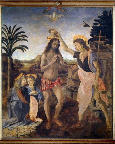 Chrzest Chrystusa - olej i tempera na desce autorstwa Andrea del Verrocchio