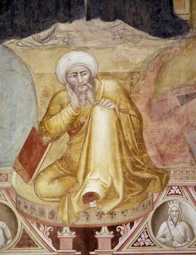 Triumf św. Tomasza z Akwinu, fragment figury pod tronem, z kaplicy hiszpańskiej, ok. 1365 (fresk) autorstwa Andrea di Bonaiuto (fl.1343 77)