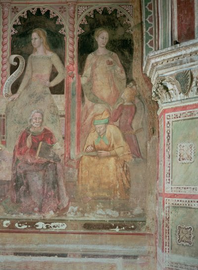 Kościół wojujący i triumfujący, w hiszpańskiej kaplicy, fragment retoryki, Cycerona, gramatyki i Aeliusza Donata autorstwa Andrea di Bonaiuto (fl.1343 77)