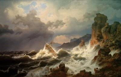 Burza morska na norweskim wybrzeżu autorstwa Andreas Achenbach