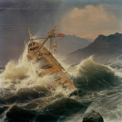 Burza morska na norweskim wybrzeżu autorstwa Andreas Achenbach