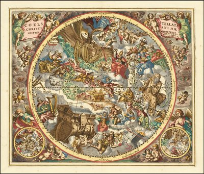 Niebiańska mapa gwiazdozbiorów według symboliki chrześcijańskiej z 1660 r. autorstwa Andreas Cellarius