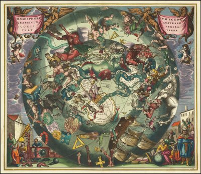 Mapa nieba południowego z 1660 roku autorstwa Andreasa Cellariusa autorstwa Andreas Cellarius