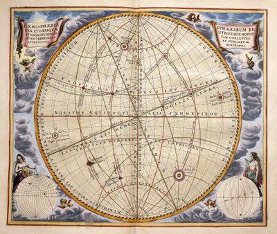 Trajektorie planet i gwiazd widziane z Ziemi, rycina z Harmonia Macrocosmica, autorstwa Andreasa Cellariusa (1596-1665) autorstwa Andreas Cellarius