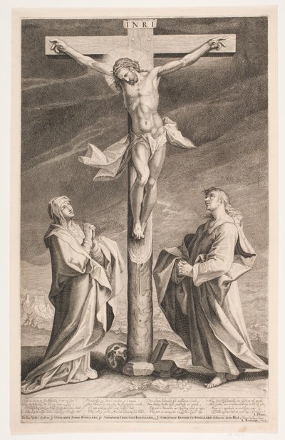 Chrystus na krzyżu między Maryją a Janem autorstwa Andreas Reinhardt