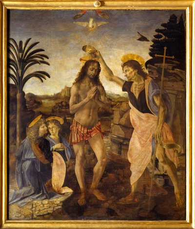 Chrzest Chrystusa autorstwa Andreea & Vinci Leonardo da (1452 1519) Verrocchio