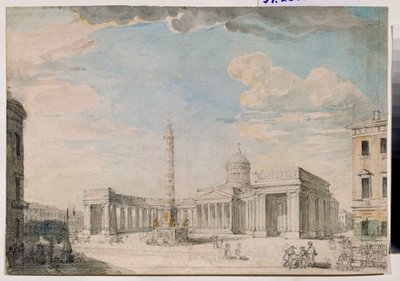 La Cathedrale Notre Dame de Kazan (Notre-Dame-de-Kazan) a Sankt Petersburg (kazańska katedra w Petersburgu) - dzieło Andrieja Nikiforowicza Woronikhina (Woronikhina) (1759-1814), ołówek i akwarela na papierze, ok. 1800 r., Sztuka rosyjska XVIII-XIX w., cl autorstwa Andrei Nikiforovich Voronikhin