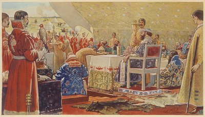 Święto cara Aleksisa I Michajłowicza (powiedział bardzo pokojowo nastawiony car autorstwa Andrei Petrovich Ryabushkin