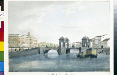 Widok na most Symeona w Sankt Petersburgu. (Most Symeona w Petersburgu). Litografia i akwarela Andrieja Jefimowicza Martynowa (1768-1826) autorstwa Andrei Yefimovich Martynov