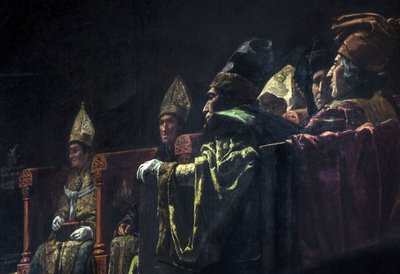 Kompromis de Caspe (1412) - Malarstwo historyczne: Kompromis z Caspe autorstwa Parlade y Heredia, Andres (1859-1933) autorstwa Andres Parlade y Heredia