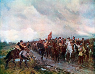 Cromwell w Dunbar (kolorowa litografia) autorstwa Andrew Carrick (after) Gow