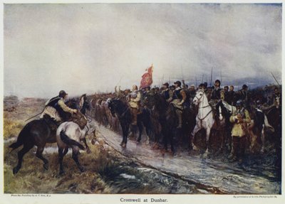 Cromwell w Dunbar (kolor lito) autorstwa Andrew Carrick (after) Gow