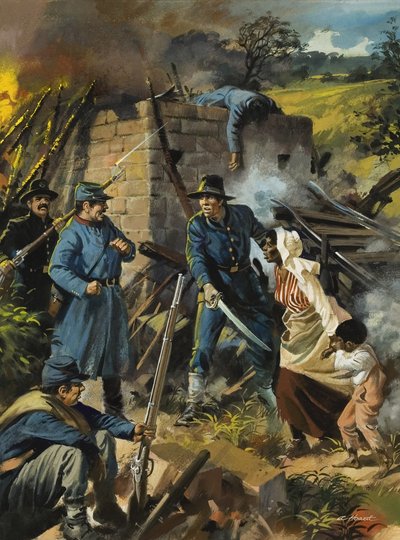 John Brown 30 sierpnia 1856 r. przechwytujący grupę zwolenników niewolnictwa (gwasz na papierze) autorstwa Andrew Howat