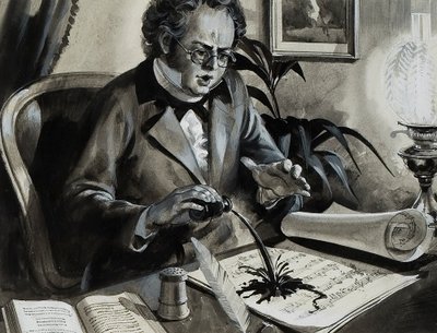 Portret Franza Schuberta (gwasz na papierze) autorstwa Andrew Howat