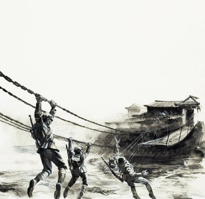 Bitwa o most Luding (gwasz na papierze) autorstwa Andrew Howat