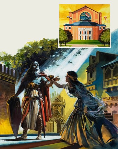 Tristan i Izolda (gwasz na papierze) autorstwa Andrew Howat