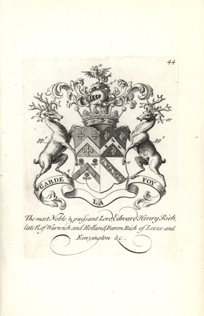 Herb i herb Lord Edward Henry Rich, 7. hrabia Warwick i Holandii, baron Rich of Leeze i Kensington autorstwa Andrew Johnston