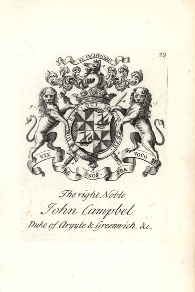 Herb i herb prawego szlachcica Johna Campbella, 2. księcia Argyll i Greenwich, autorstwa Andrew Johnston