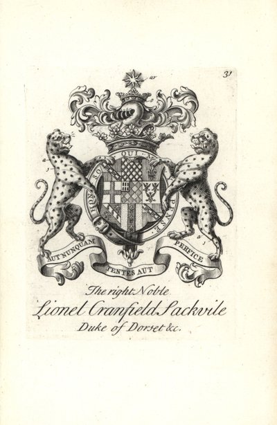 Herb i herb prawego szlachcica Lionela Cranfielda Sackville, księcia Dorset autorstwa Andrew Johnston
