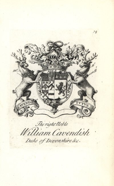 Herb i herb prawego szlachcica Williama Cavendisha, 2. księcia Devonshire autorstwa Andrew Johnston