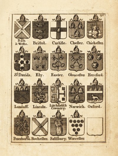Herb biskupów Bath & Wells, Bristolu, Carlisle, Chester, Chichester itp. autorstwa Andrew Johnston