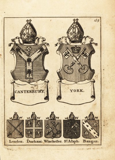Herb biskupów Canterbury, Yorku, Londynu, Durham, Winchester, St autorstwa Andrew Johnston