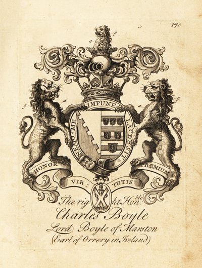 Herb prawego honoru Charles Boyle, Lord Boyle of Marston, 4. hrabia Orrery w Irlandii autorstwa Andrew Johnston