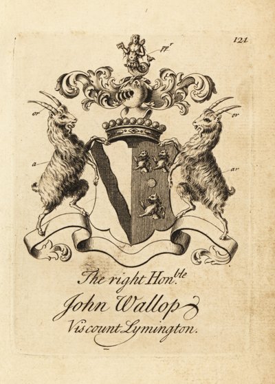 Herb Wielmożnego Johna Wallopa, wicehrabiego Lymington autorstwa Andrew Johnston