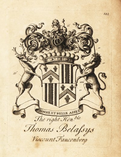 Herb Wielmożnego Tomasza Belasyse, hrabiego Fauconberga lub Thomasa Belassysa, wicehrabiego Fauconberga (1699-1774) autorstwa Andrew Johnston