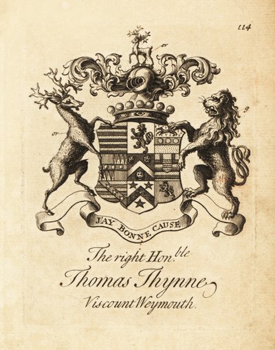 Herb Wielmożnego Thomasa Thynne, 2. wicehrabiego Weymouth autorstwa Andrew Johnston