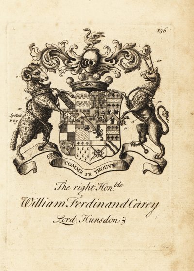 Herb Wielmożnego Williama Ferdinanda Careya, 8. Barona Hundsena, Lorda Hunsdon autorstwa Andrew Johnston