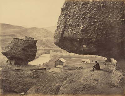 Płyta 32. Wisząca Skała, podnóże Echo Canon, 1869 r. (zdjęcie) autorstwa Andrew Joseph Russell